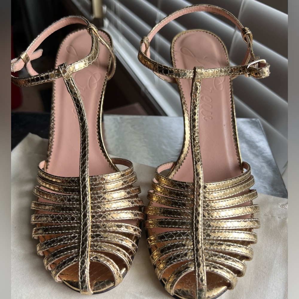 J. Crew Gold Strappy Heels